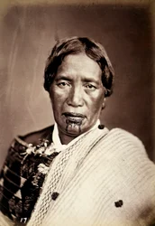 Portræt af en maori med tatoveret ansigt, ca.1886-88
